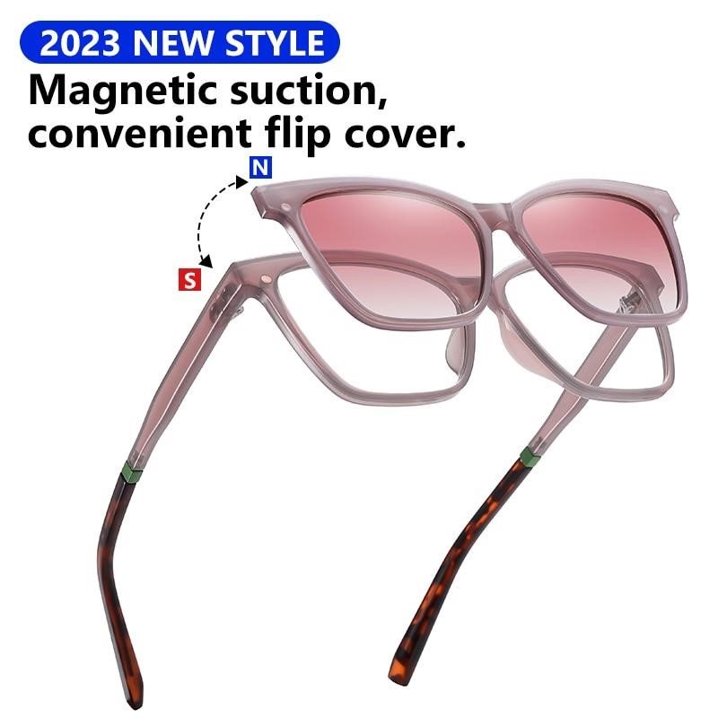 LIOUMO 2 i 1 flip-up solbriller polariserte kvinner mote Blått lys blokkerer briller Magnet klips briller UV400 : Solbriller for kvinner Lillos