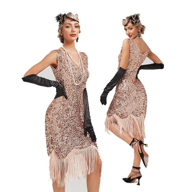 styrte arkitekt Flyve drage 1920-tallet Flapper Vintage Paljettkjole Gatsby Charleston Prom Duskkjole  Fest Dansekjole Beaded Toast Dress : Ermeløse kjoler | Lillos